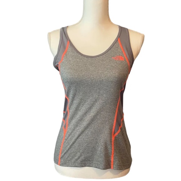 The North Face Womens Tank Small Gray Orange Racerback Flash Dry Workout Top - Picture 1 of 10